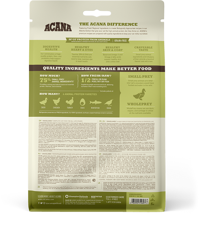 Acana Highest Protein Cat Food - Grasslands Recipe