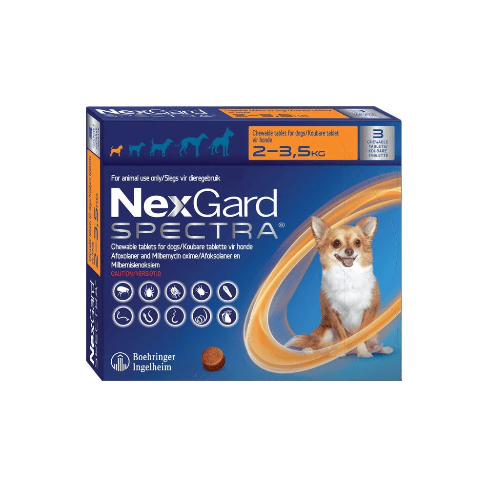 500mg NexGard Spectra Chewable Tick & Flea Tablets - Extra Small Dog (2-3.5kg)