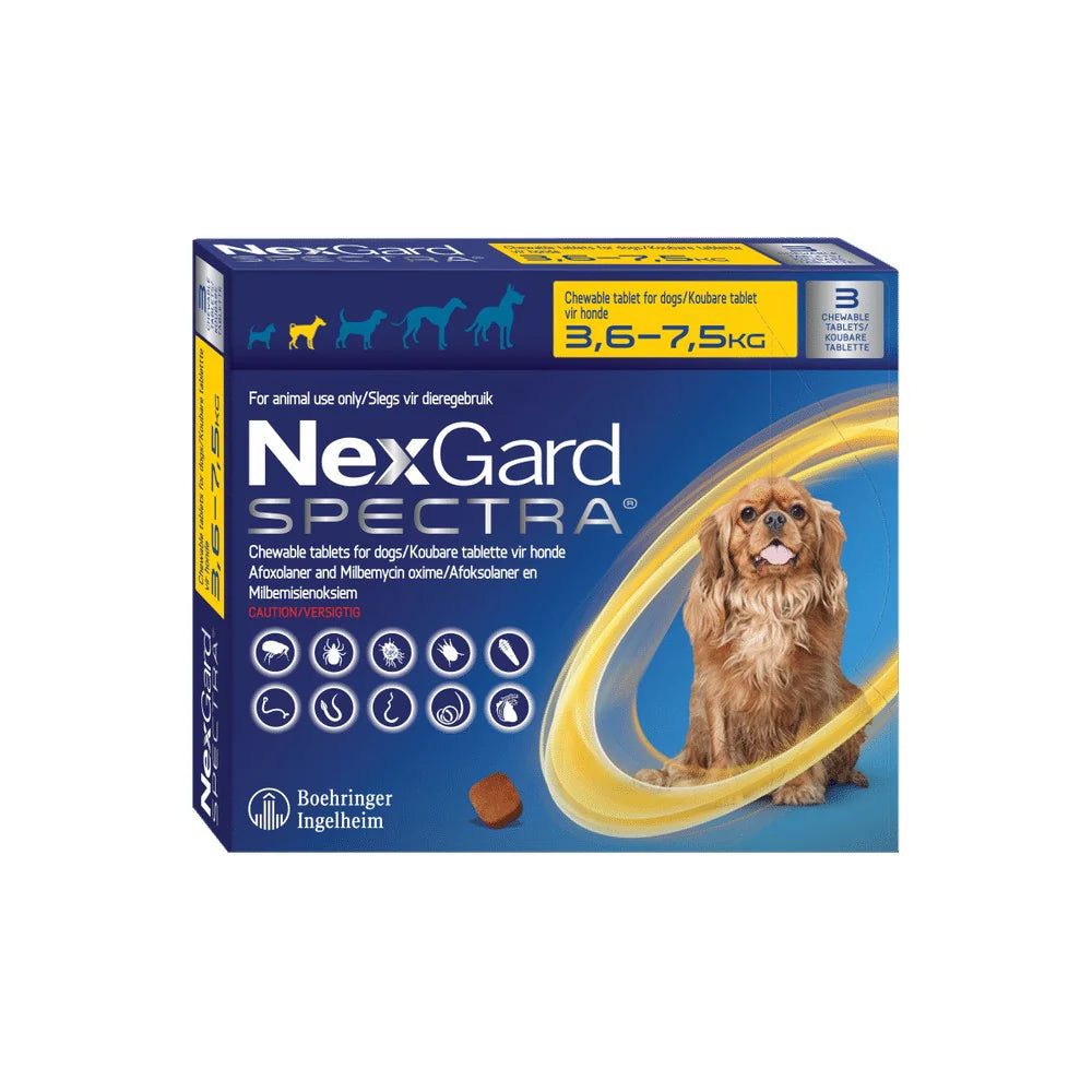 1,000mg NexGard Spectra Chewable Tick & Flea Tablets - Small Dog (3.6-7.5kg)