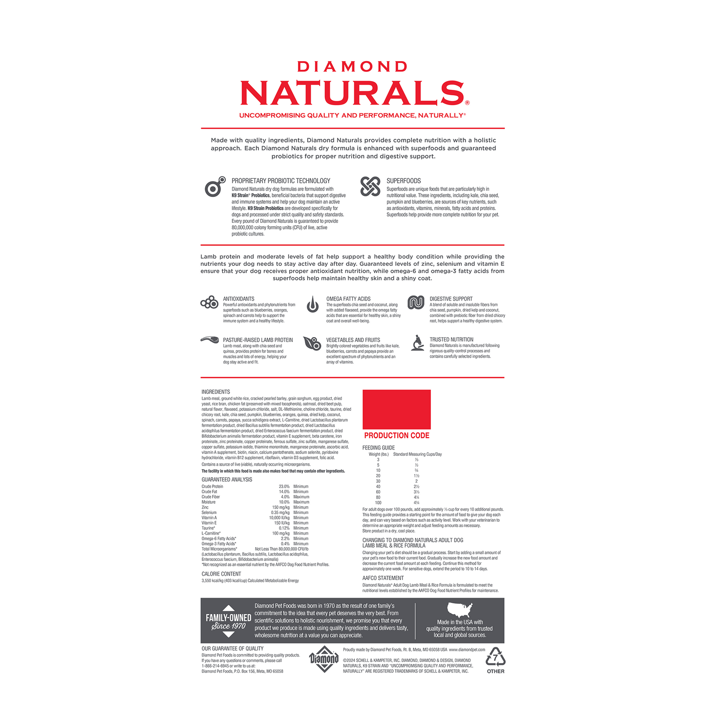 Diamond Naturals Adult Dog Food - Lamb & Rice