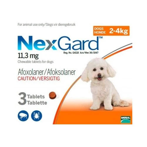 500mg NexGard Chewable Tick & Flea Tablets - Extra Small Dog (2-4kg)