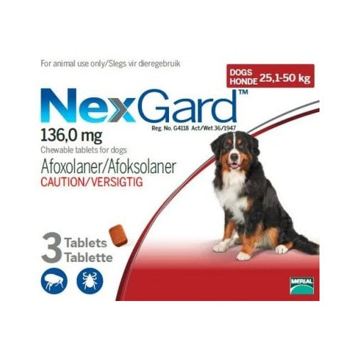6,000mg NexGard Chewable Tick & Flea Tablets - Large Dog (25-50kg)