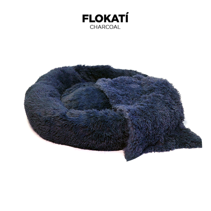 Charcoal Long Fur Fluffy Flokati Large 90cm IREMIA™ Dog Bed 4.0 with optional matching blanket Variation image From Pets Planet - South Africa’s No.1 ePet Store for premium pet products, online pet shopping, best pet store near me, for dog beds, dog bed, plush dog bed, washable dog bed, fluffy dog bed, calming dog bed, relaxing dog bed, takealot dog bed, dog bed takealot, anxiety dog bed, donut dog bed, iremia dog bed, pet bed from a pet store Olivedale, pet store Bryanston, Pet Store Johannesburg