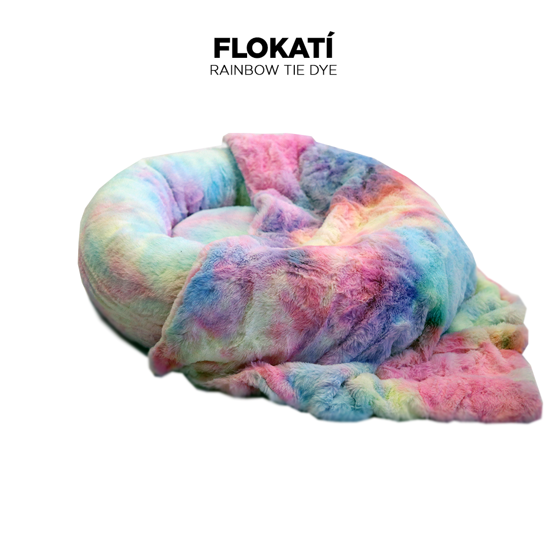 Rainbow Tie Dye Long Fur Fluffy Flokati Large 90cm IREMIA™ Dog Bed 4.0 with optional matching blanket Variation image From Pets Planet - South Africa’s No.1 ePet Store for premium pet products, online pet shopping, best pet store near me, for dog beds, dog bed, plush dog bed, washable dog bed, fluffy dog bed, calming dog bed, relaxing dog bed, takealot dog bed, dog bed takealot, anxiety dog bed, donut dog bed, iremia dog bed, pet bed from a pet store Olivedale, pet store Bryanston, Pet Store Johannesburg