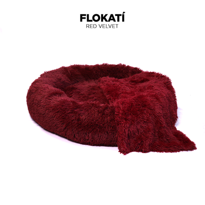 Red Velvet Long Fur Fluffy Flokati Large 90cm IREMIA™ Dog Bed 4.0 with optional matching blanket Variation image From Pets Planet - South Africa’s No.1 ePet Store for premium pet products, online pet shopping, best pet store near me, for dog beds, dog bed, plush dog bed, washable dog bed, fluffy dog bed, calming dog bed, relaxing dog bed, takealot dog bed, dog bed takealot, anxiety dog bed, donut dog bed, iremia dog bed, pet bed from a pet store Olivedale, pet store Bryanston, Pet Store Johannesburg
