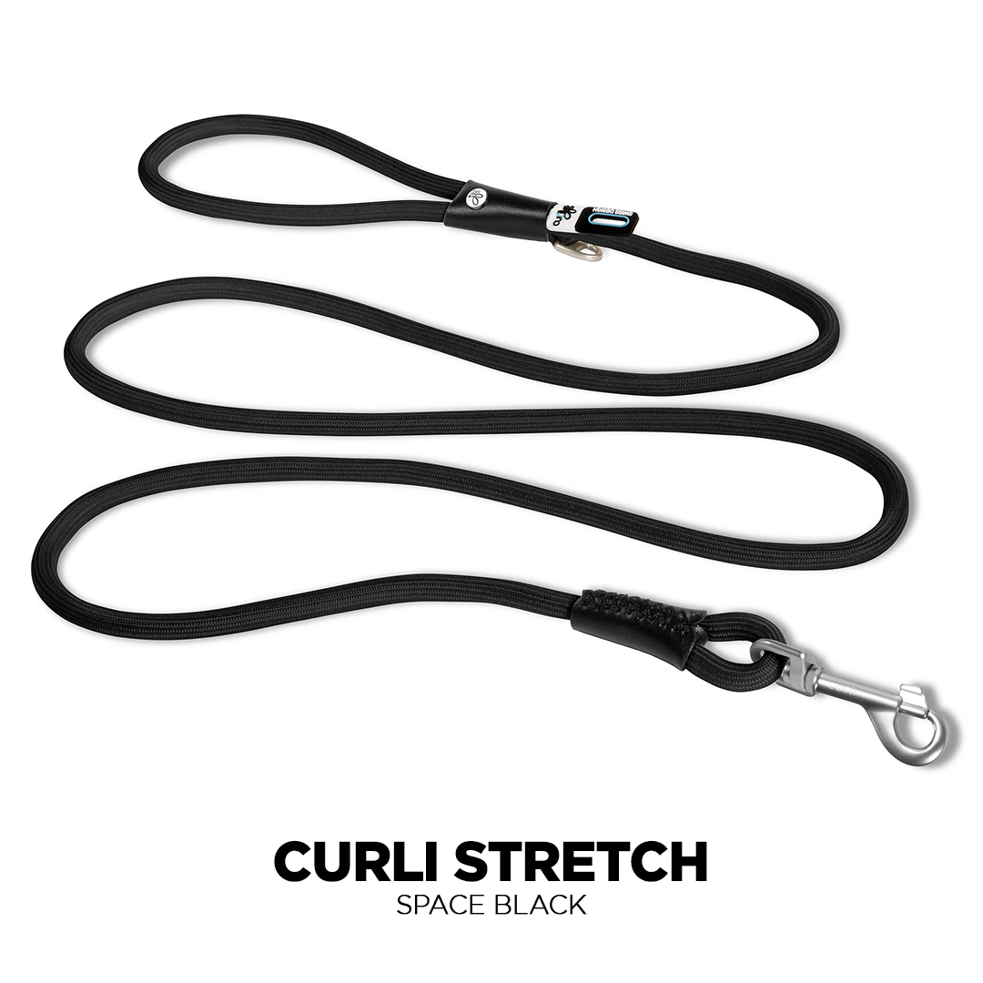 Space Black Curli Stretch Comfort Dog Leash colour image from Pets Planet - South Africa’s No.1 ePet Store for premium pet products, online pet shopping, best pet store near me, for dog leashes, dog collars, dog leash, dog collar, dog harness, dog harnesses, slow feeders, pet slow feeders, dog slow feeders, dog bowl, dog bed, dog beds, dog beds on sale, washable dog bed, takealot dog bed, plush dog bed, pet bed, iremia dog bed from a pet store Olivedale, pet store Bryanston, Pet Store Johannesburg