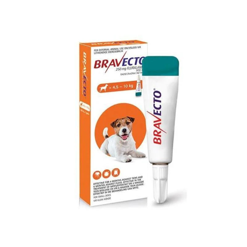 250mg Tick & Flea Orange Bravecto Spot-On - Small Dog (4.5–10kg)