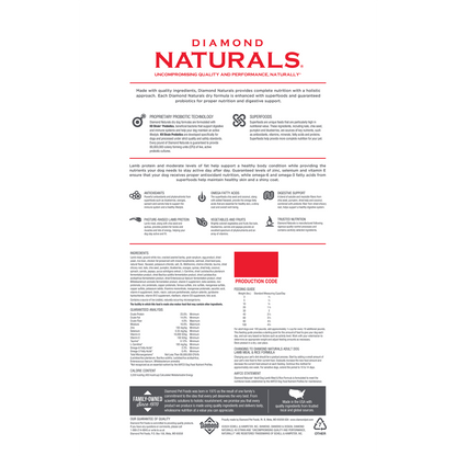 Diamond Naturals Adult Dog Food - Lamb & Rice