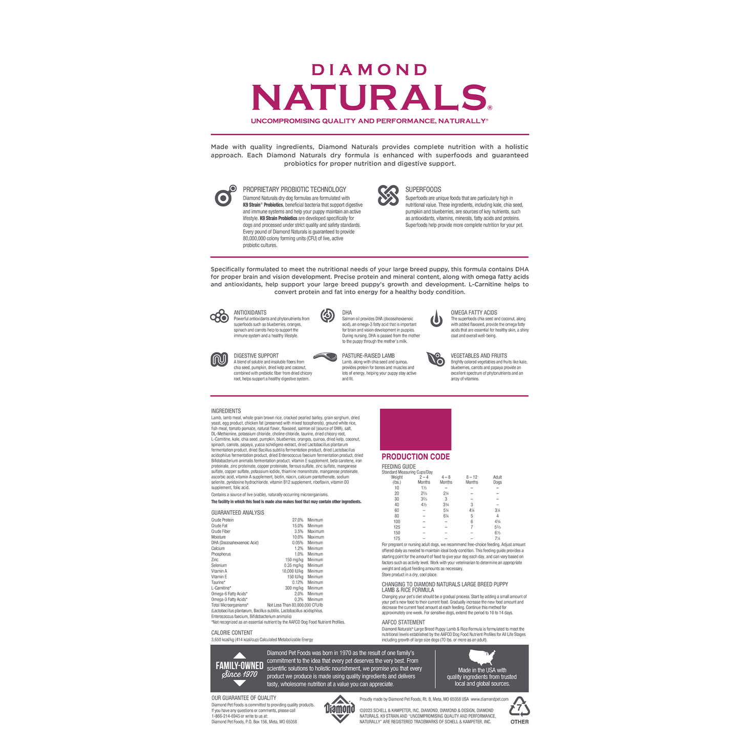 Diamond Naturals Large Breed Puppy Food - Lamb & Rice