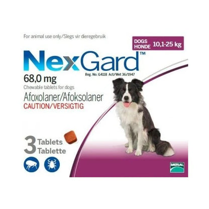 3,000mg NexGard Chewable Tick & Flea Tablets - Medium Dog (10-25kg)