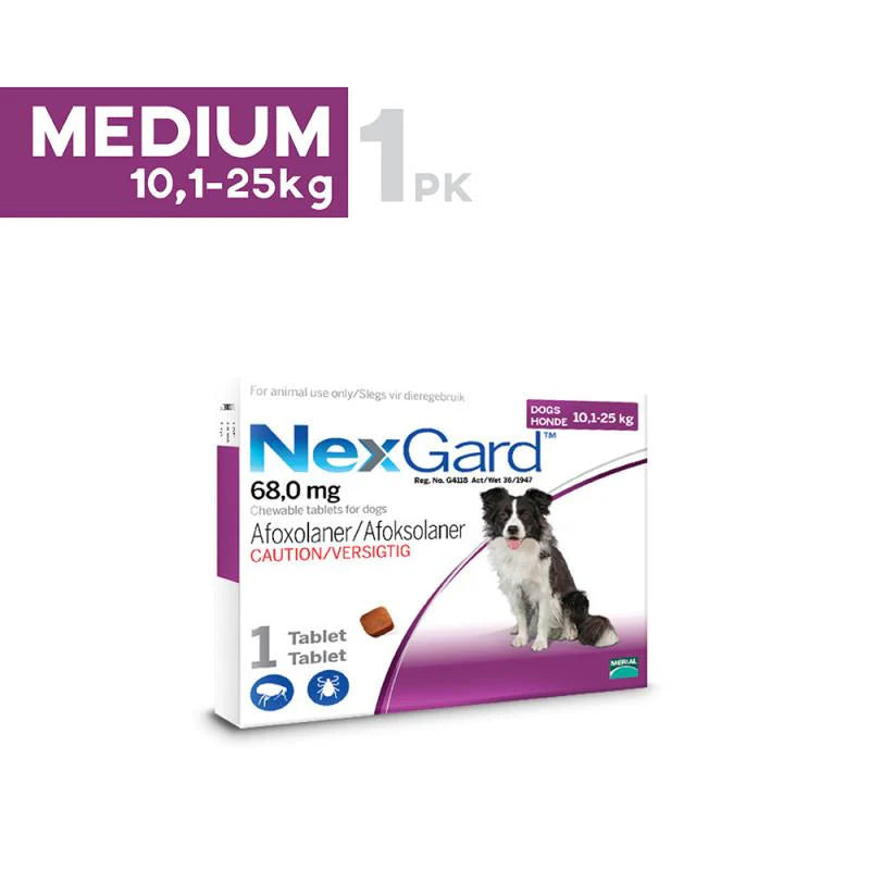 3,000mg NexGard Chewable Tick & Flea Tablets - Medium Dog (10-25kg)