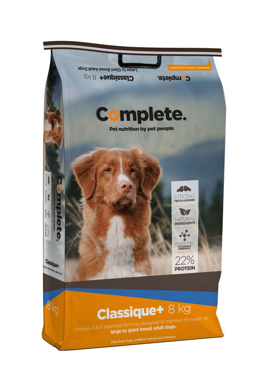Classique+ 8kg Complete Pet Food For Large & Giant breed adult dogs from Pets Planet - South Africa’s No.1 Online Pet Store for premium pet products, best pet store near me, Dog food, pet food, dog wet food, dog bed, dog beds, washable dog bed, takealot dog bed, plush dog bed, Complete Pet Nutrition, Complete pet nutrition dog food, hills dog food, optimizor dog food, royal canin dog food, jock dog food, bobtail dog food, canine cuisine, acana dog food, best dog food, dog food near me, best dog food brands