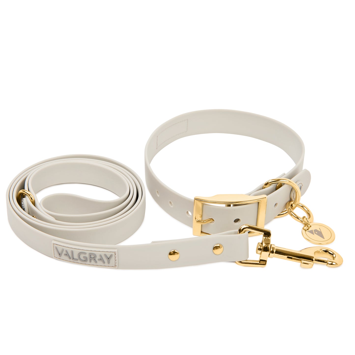 Separate Product Image - Large Luxury Grey & Gold Valgray Dog Collar & Dog Leash Set From Pets Planet | SA's No.1 ePet Store for Premium Pet products, dog collars, dog leashes & pet beds