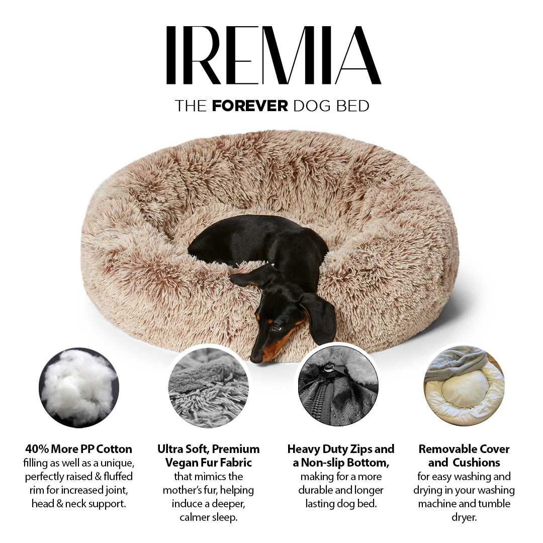 Long Fur Fluffy Flokati Extra-Large 110cm IREMIA™ Dog Bed 4.0 benefits image From Pets Planet - South Africa’s No.1 ePet Store for premium pet products, online pet shopping, best pet store near me, for dog beds, dog bed, plush dog bed, washable dog bed, fluffy dog bed, calming dog bed, relaxing dog bed, takealot dog bed, dog bed takealot, anxiety dog bed, donut dog bed, iremia dog bed, pet bed from a pet store Olivedale, pet store Bryanston, Pet Store Johannesburg