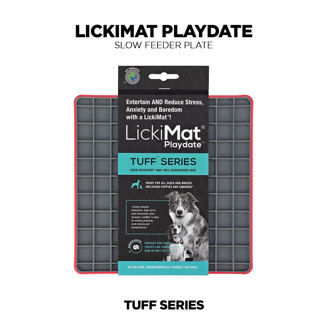 Red LickiMat Playdate TUFF Series,Pet Food Bowl or Dog Food Bowl from Pets Planet - South Africa’s No.1 ePet Store for premium pet products, online pet shopping, best pet store near me, for slow feeders, pet slow feeders, dog slow feeders, slow feeder bowler dog bed, dog beds, dog beds on sale, washable dog bed, takealot dog bed, plush dog bed, pet bed, iremia dog bed from a pet store Olivedale, pet store Bryanston, Pet Store Johannesburg