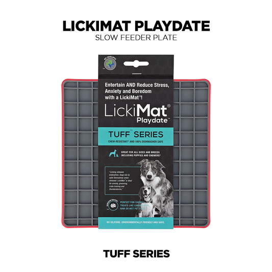 Red LickiMat Playdate TUFF Series,Pet Food Bowl or Dog Food Bowl from Pets Planet - South Africa’s No.1 ePet Store for premium pet products, online pet shopping, best pet store near me, for slow feeders, pet slow feeders, dog slow feeders, slow feeder bowler dog bed, dog beds, dog beds on sale, washable dog bed, takealot dog bed, plush dog bed, pet bed, iremia dog bed from a pet store Olivedale, pet store Bryanston, Pet Store Johannesburg